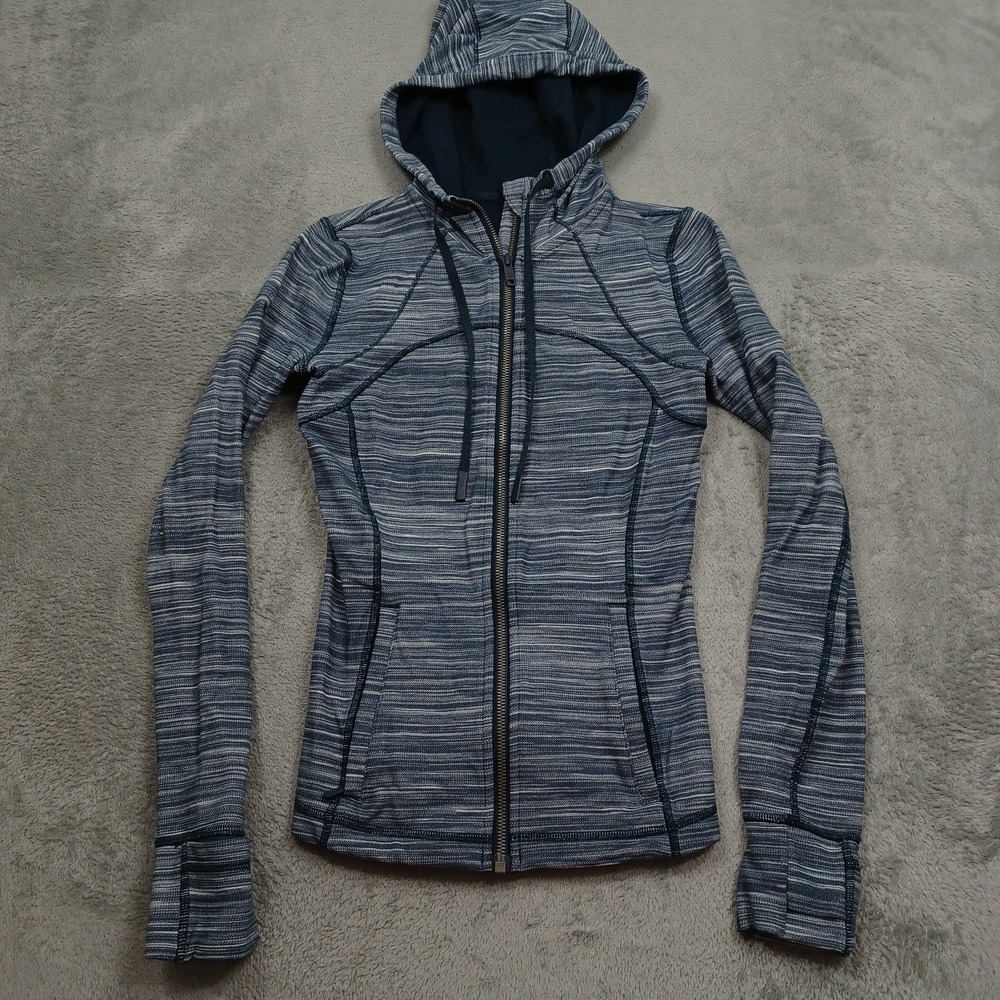 Lululemon Jacket Womens 4 Blue Define Full Zip Logo Modern Pockets Activewear